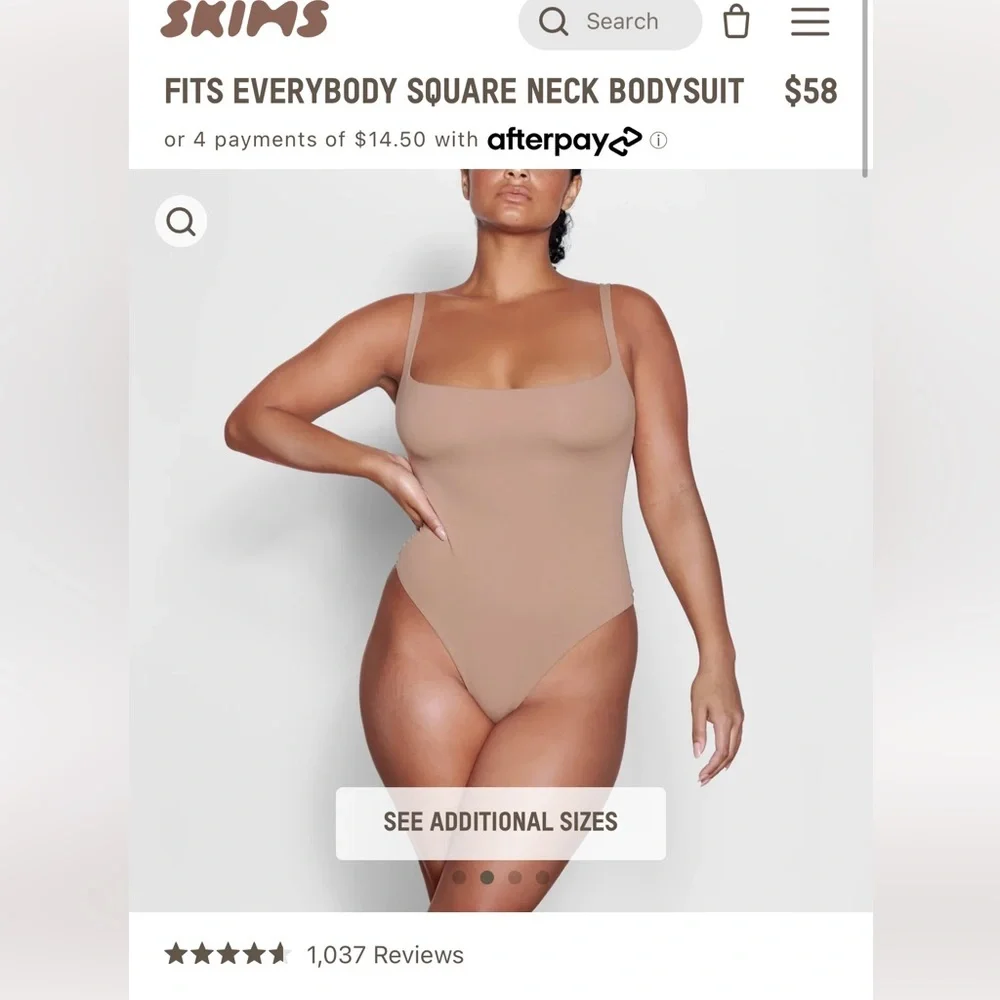 SKIMS Fits Everybody Square Neck Bodysuit, Size 2x